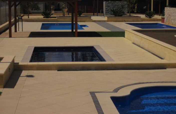 Pool area patio landscaping in Auckland