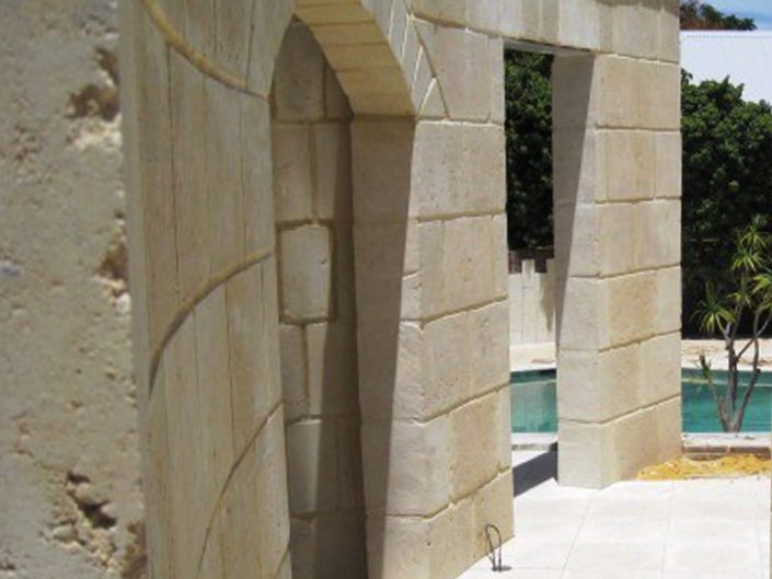 Sand stone block feature wall